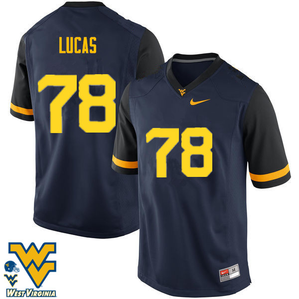 NCAA Men's Marquis Lucas West Virginia Mountaineers Navy #78 Nike Stitched Football College Authentic Jersey JR23U63DW